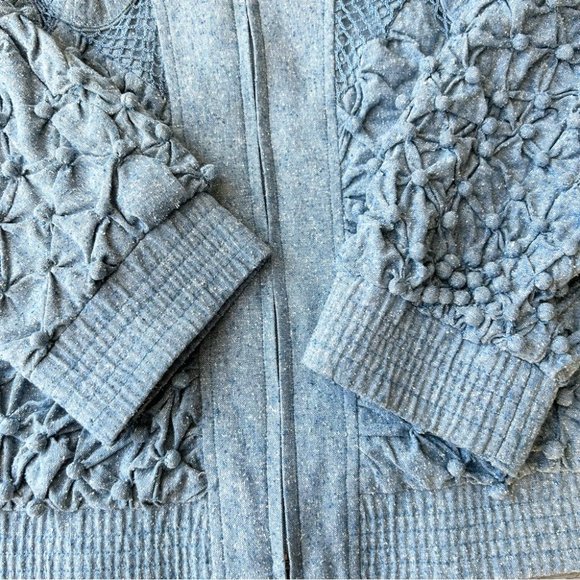 Vintage Lim's Pure Silk Embellished Denim Bomber Jacket - Picture 11 of 16